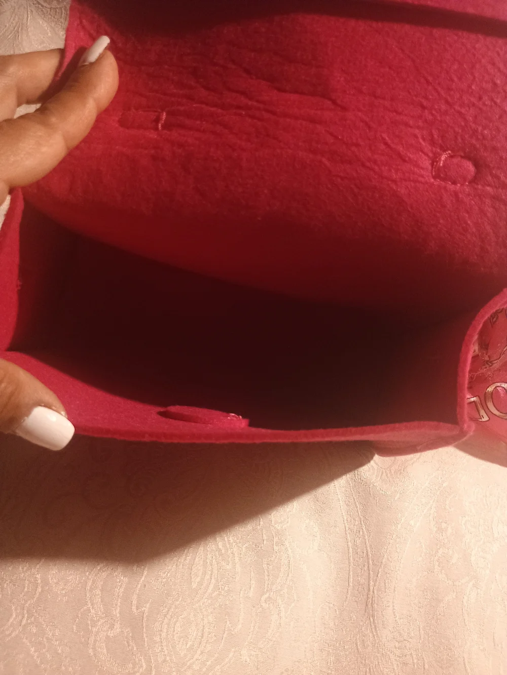 Structured Red Textured Satchel with Scarf Accent
